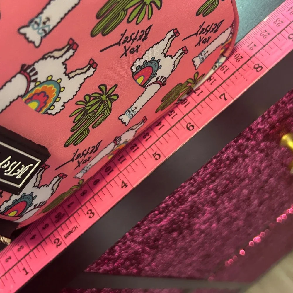 Betsey Johnson Llama Cactus Pink Insulated Crossbody Lunch Bag 9